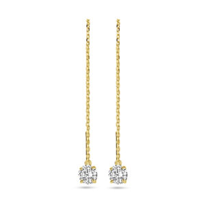 doortrekoorbellen zirkonia 70 mm 14K geelgoud