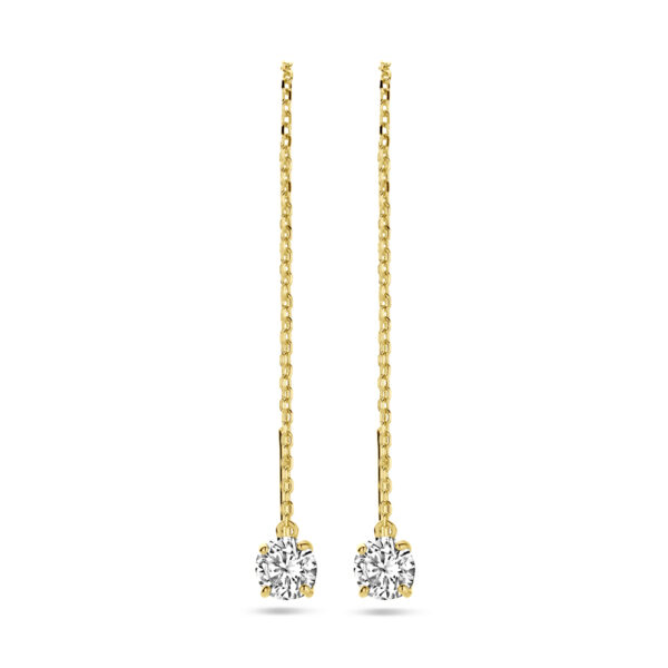 doortrekoorbellen zirkonia 70 mm 14K geelgoud
