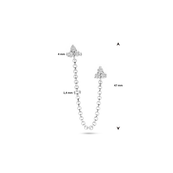 dubbele oorknop zirkonia 47 mm per stuk zilver gerhodineerd - Afbeelding 4