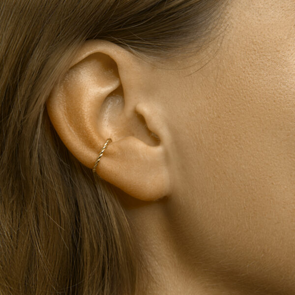earcuff gedraaid 1 micron zilver verguld (geel) - Afbeelding 2