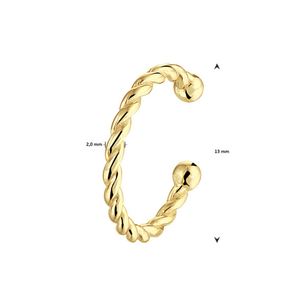earcuff gedraaid 1 micron zilver verguld (geel) - Afbeelding 3