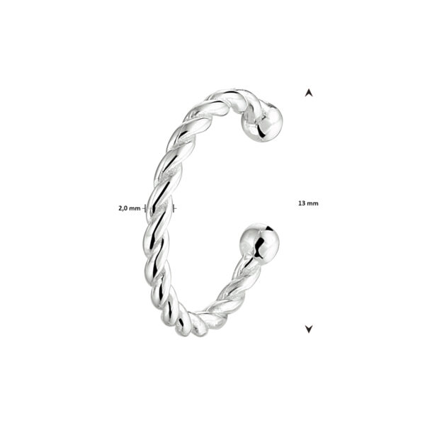 earcuff gedraaid zilver gerhodineerd - Afbeelding 3