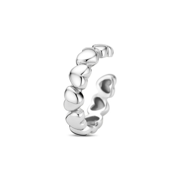 earcuff hartjes zilver gerhodineerd