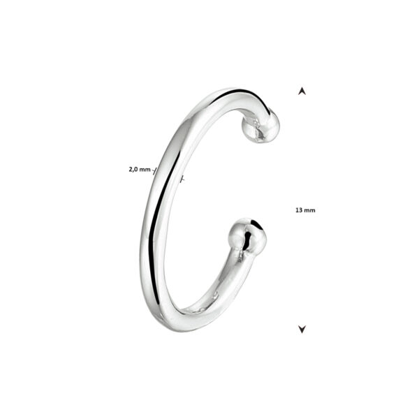 earcuff zilver gerhodineerd - Afbeelding 3