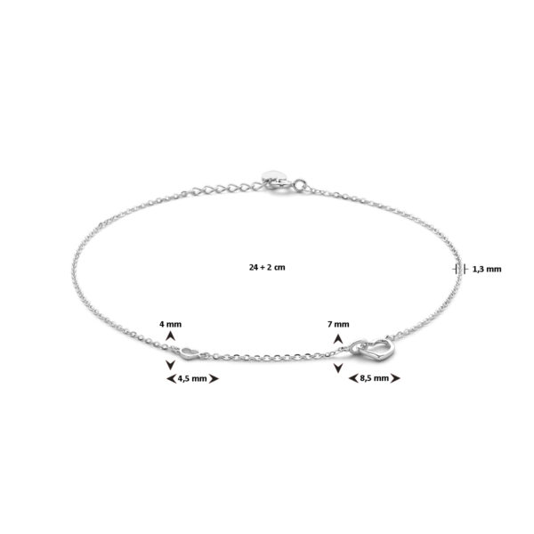 enkelband hartjes 24 + 2 cm zilver gerhodineerd - Afbeelding 3