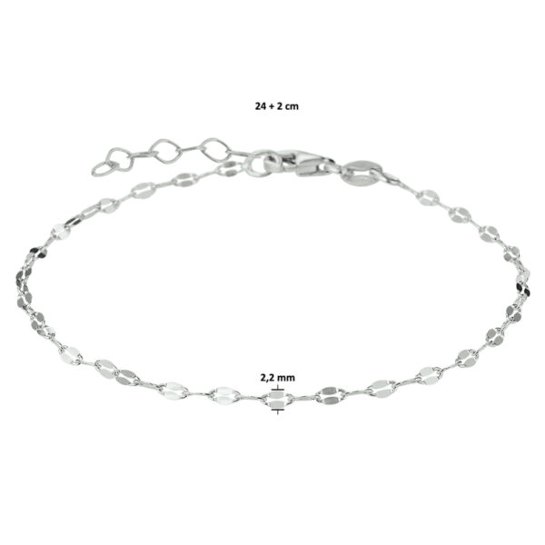 enkelbandje 2,2 mm 24 + 2 cm zilver gerhodineerd - Afbeelding 2