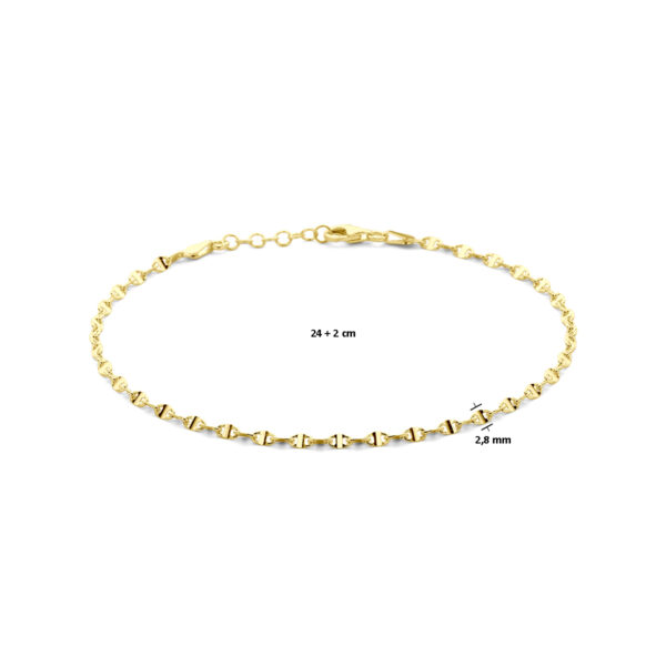 enkelbandje 2,8 mm 24 + 2 cm 3 micron zilver verguld (geel) - Afbeelding 3