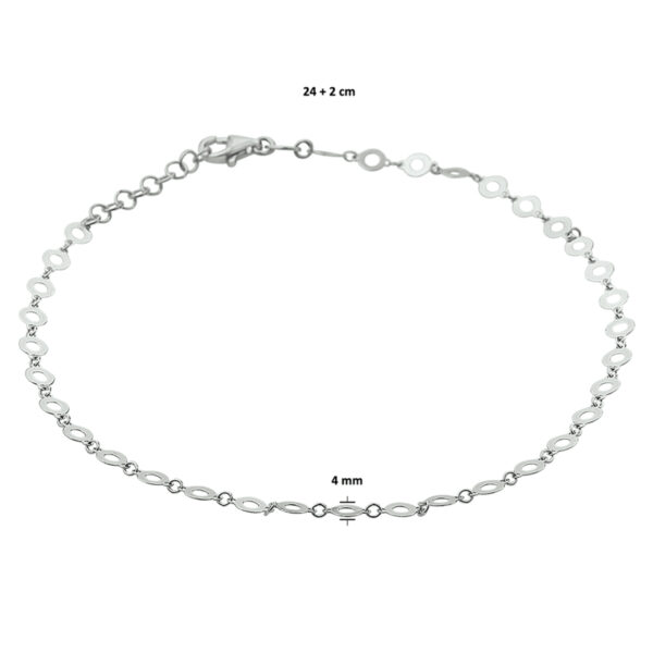 enkelbandje 4,0 mm 24 + 2 cm zilver gerhodineerd - Afbeelding 2