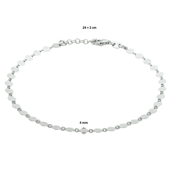 enkelbandje 4,0 mm 24 + 2 cm zilver gerhodineerd - Afbeelding 3