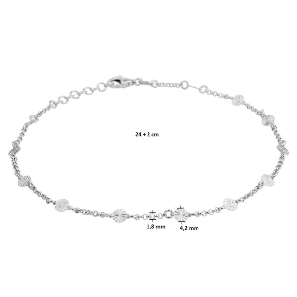 enkelbandje 4,2 mm 24 + 2 cm zilver gerhodineerd - Afbeelding 3