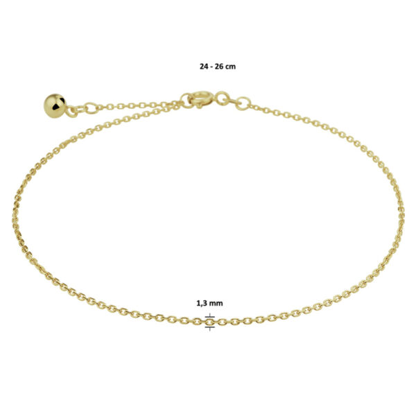 enkelbandje anker gediamanteerd 1,3 mm 24 - 26 cm 14K geelgoud - Afbeelding 3