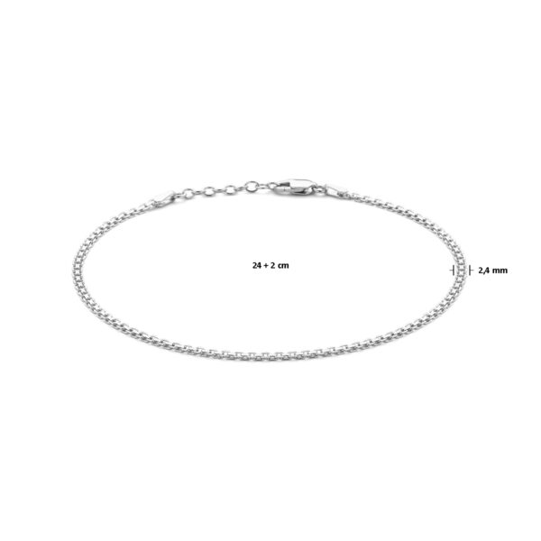 enkelbandje bismarck 2,4 mm 24 + 2 cm zilver gerhodineerd - Afbeelding 3