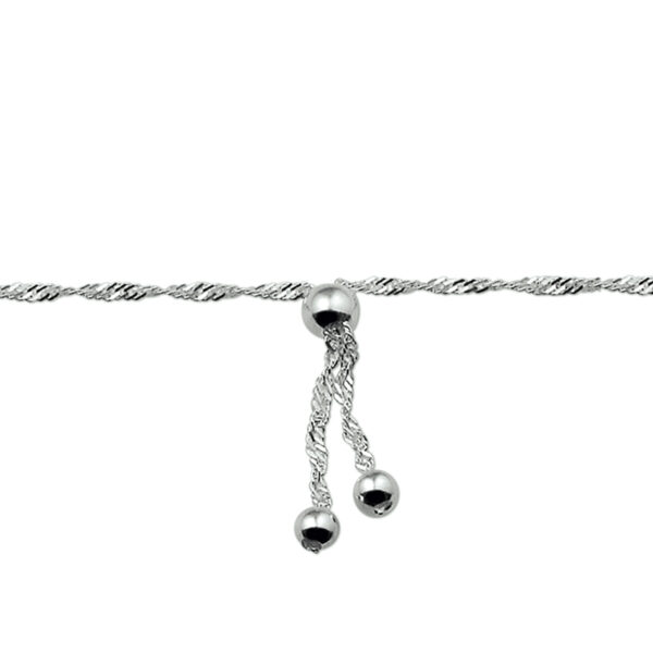 enkelbandje bolletjes 22 -24 cm zilver gerhodineerd