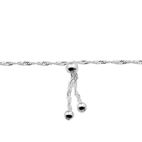 enkelbandje bolletjes 22 -24 cm zilver wit - Afbeelding 3