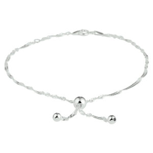 enkelbandje bolletjes 22 -24 cm zilver wit