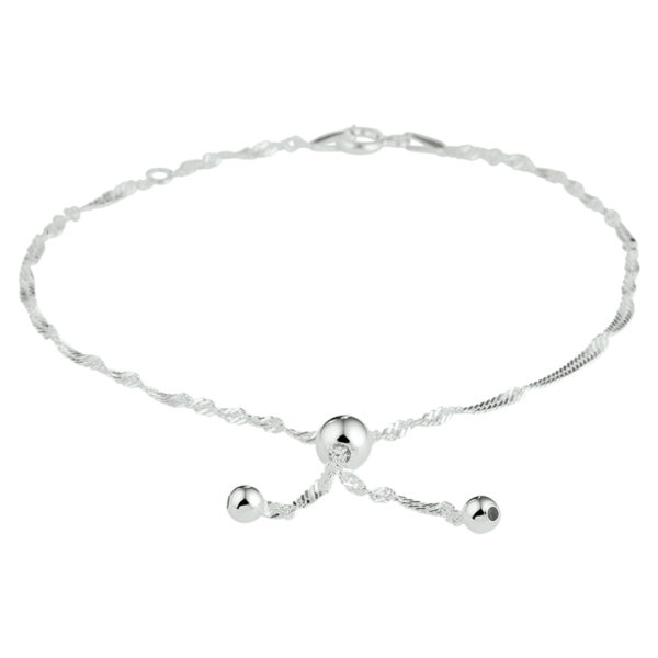 enkelbandje bolletjes 22 -24 cm zilver wit