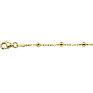 enkelbandje bolletjes 24 + 2 cm 3 micron zilver verguld (geel)