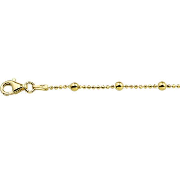 enkelbandje bolletjes 24 + 2 cm 3 micron zilver verguld (geel)
