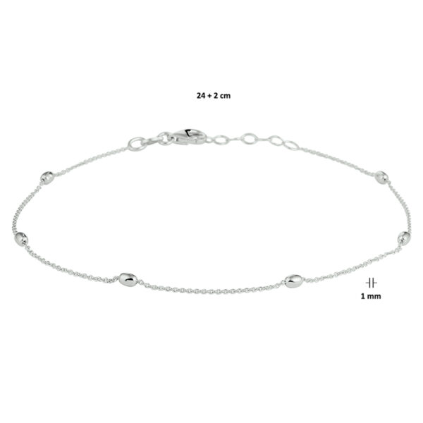enkelbandje bolletjes 2,5 mm 24 + 2 cm zilver gerhodineerd - Afbeelding 3