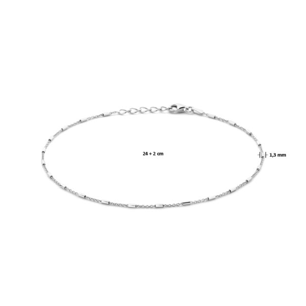 enkelbandje buisjes 1,3 mm 24 + 2 cm zilver gerhodineerd - Afbeelding 3