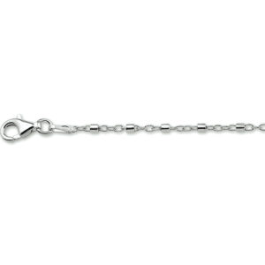 enkelbandje buisjes 24 + 2 cm zilver gerhodineerd