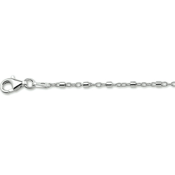 enkelbandje buisjes 24 + 2 cm zilver gerhodineerd