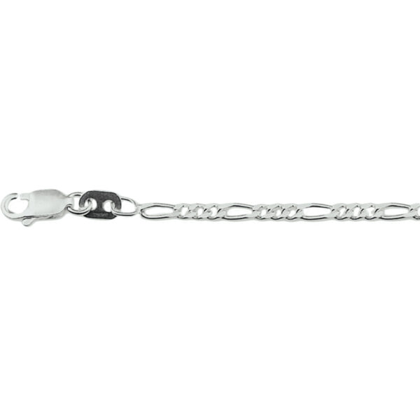 enkelbandje figaro 2,7 mm 24 - 26 cm zilver gerhodineerd