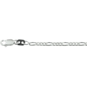 enkelbandje figaro 2,7 mm 24 - 26 cm zilver gerhodineerd