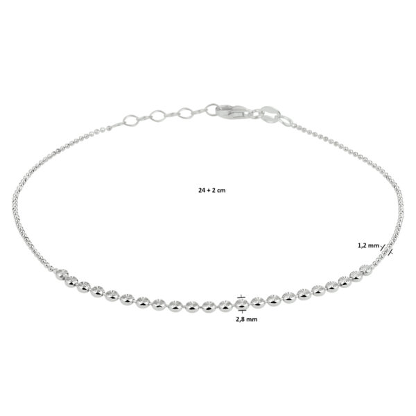 enkelbandje gediamanteerd 1,2 mm 24 + 2 cm zilver gerhodineerd - Afbeelding 3