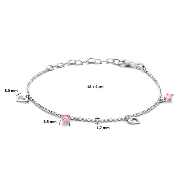 enkelbandje hartjes 18 + 4 cm zilver gerhodineerd - Afbeelding 2