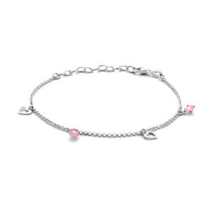 enkelbandje hartjes 18 + 4 cm zilver gerhodineerd