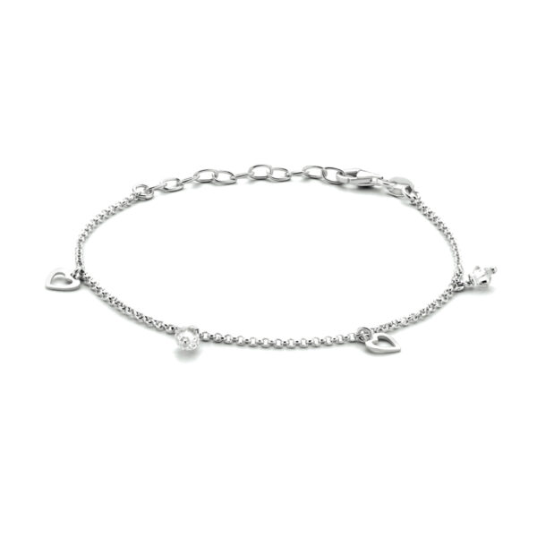 enkelbandje hartjes 18 + 4 cm zilver gerhodineerd