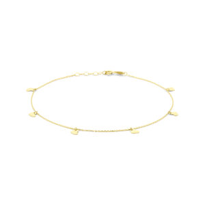 enkelbandje hartjes 24 + 2 cm 14K geelgoud