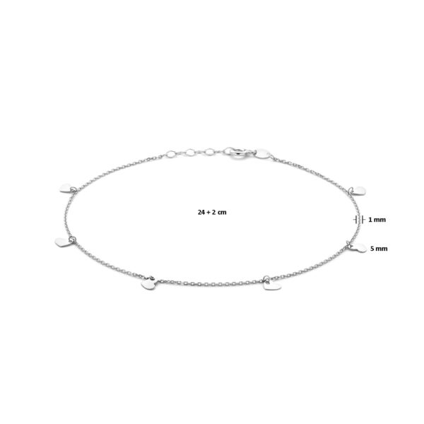 enkelbandje hartjes 24 + 2 cm zilver gerhodineerd - Afbeelding 3