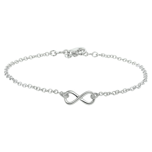 enkelbandje infinity 24 + 2 cm zilver gerhodineerd