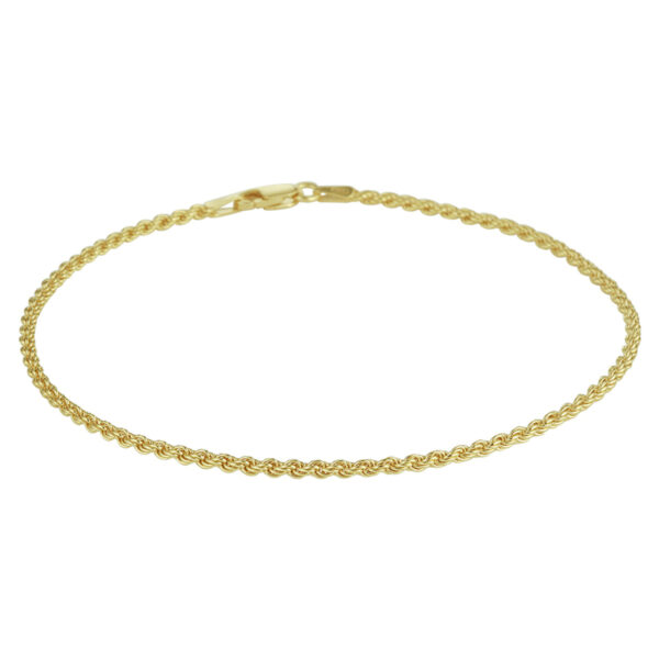 enkelbandje koord 2 mm 24 cm 3 micron zilver verguld (geel)
