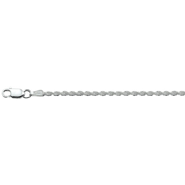 enkelbandje koord 2,0 mm 24 - 26 cm zilver gerhodineerd