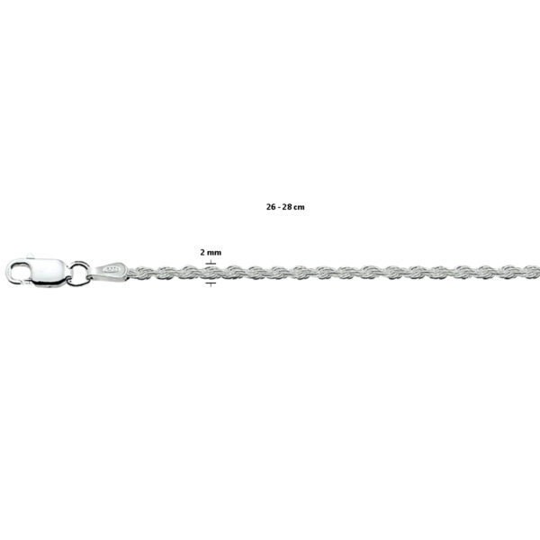 enkelbandje koord 2,0 mm zilver wit - Afbeelding 3