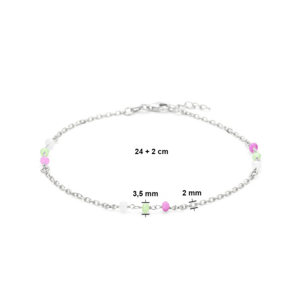 enkelbandje meerdere kleuren kristal bolletjes 24 + 2 cm zilver gerhodineerd - Afbeelding 3