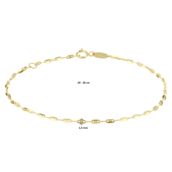 enkelbandje plaatjes 1,5 mm 24 - 26 cm 14K geelgoud - Afbeelding 4