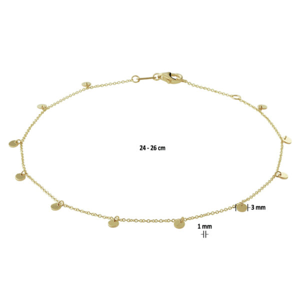 enkelbandje rondjes 1,0 mm 24 - 26 cm 14K geelgoud - Afbeelding 3