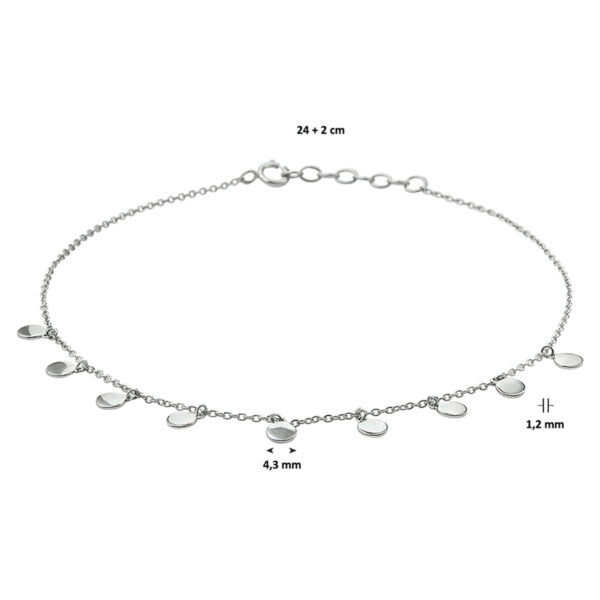 enkelbandje rondjes 1,2 mm 24 + 2 cm zilver gerhodineerd - Afbeelding 3