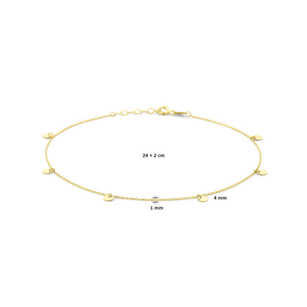 enkelbandje rondjes 24 + 2 cm 14K geelgoud - Afbeelding 3