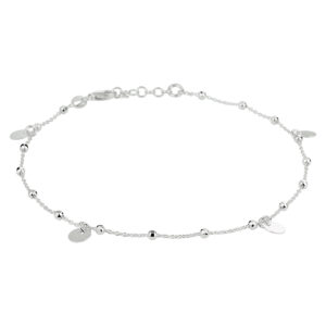 enkelbandje rondjes 24 + 2 cm zilver gerhodineerd