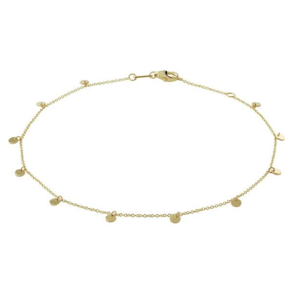 enkelbandje rondjes 24 - 26 cm 14K geelgoud