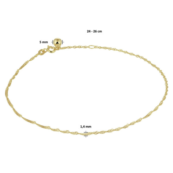 enkelbandje singapore 1,4 mm 24 - 26 cm 14K geelgoud - Afbeelding 4
