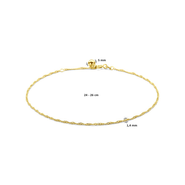 enkelbandje singapore 1,4 mm 24 - 26 cm 14K geelgoud - Afbeelding 5