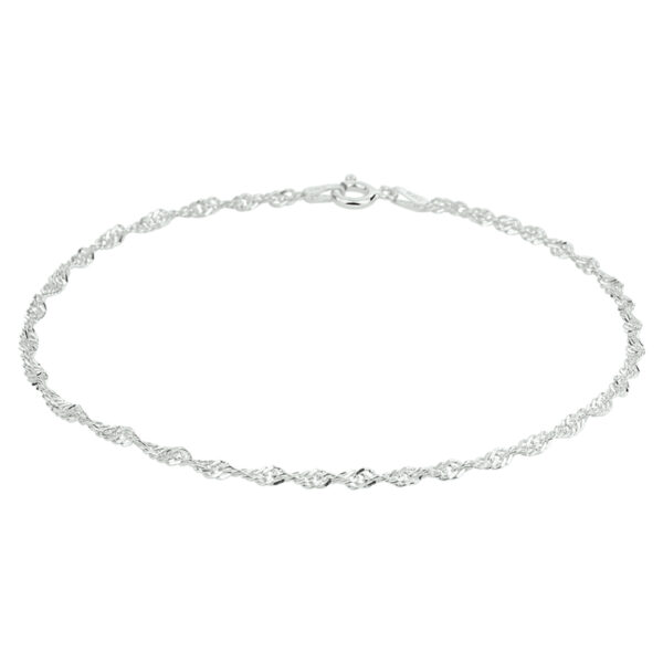 enkelbandje singapore 26+2 cm zilver wit