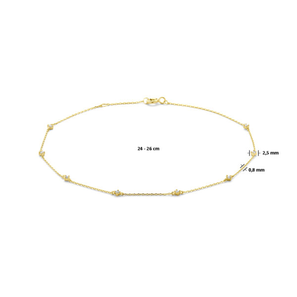 enkelbandje zirkonia 24 + 2 cm 14K geelgoud - Afbeelding 3