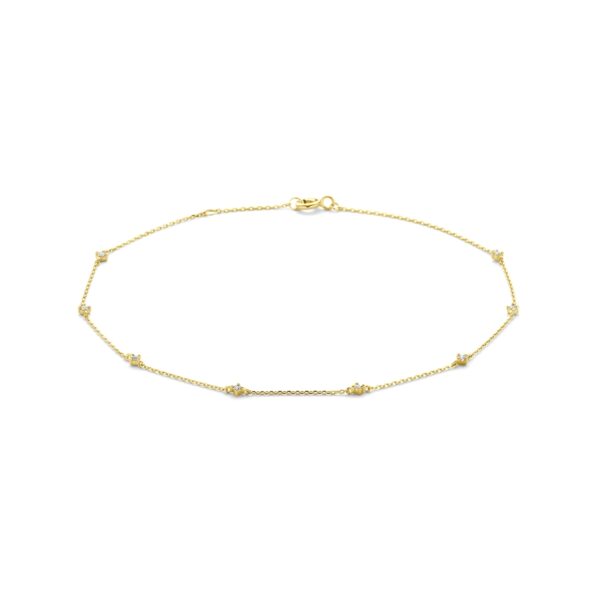 enkelbandje zirkonia 24 + 2 cm 14K geelgoud